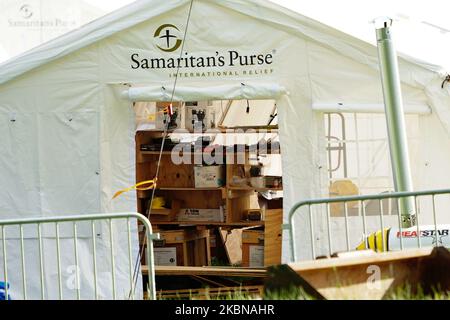 Ein Blick auf ein Samaritans Purse Field Hospital im Central Park New York City USA während der Coronavirus-Pandemie am 4. Mai 2020. Samaritans Geldbörse soll den Central Park in zwei Wochen verlassen. (Foto von John Nacion/NurPhoto) Stockfoto