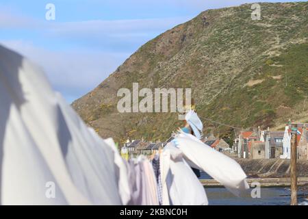 Waschen in Crovie Stockfoto