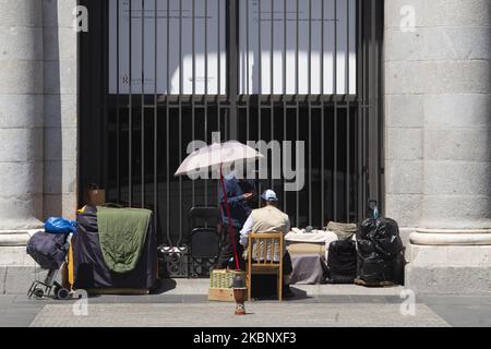 plaza de Opera im Stadtteil Centro der 65.-tägige Alarmzustand, der sich noch in der Phase 0 der von der Regierung während der Coronavirus-Pandemie am 17. Mai 2020 in Madrid, Spanien, geplanten Deeskalation befindet. (Foto von Oscar Gonzalez/NurPhoto) Stockfoto