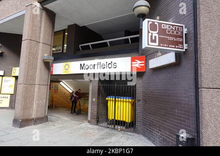 Moorfields Station und U-Bahn-Station im Stadtzentrum von Liverpool, England, Großbritannien Stockfoto