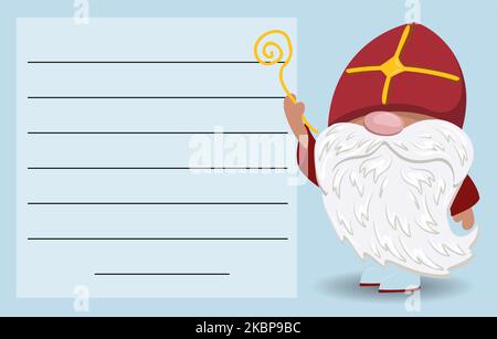 Musterbrief an den Heiligen Nikolaus oder den Weihnachtsmann. Wunsch-Brief der Kinder. Weihnachtsgeschenke. St. Nikolaus Tag Stock Vektor