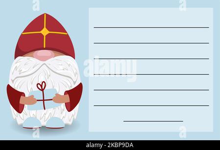 Musterbrief an den Heiligen Nikolaus oder den Weihnachtsmann. Wunsch-Brief der Kinder. Weihnachtsgeschenke. St. Nikolaus Tag Stock Vektor