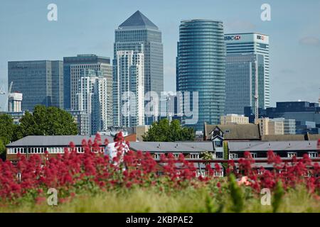 © 2022 John Angerson Canary Wharf sah Greenwich Foot Tunnel. Greenwich, London. Stockfoto