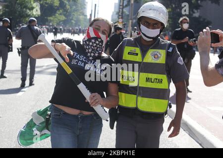 Der anti-brasilianische Präsident Jair Bolsonaro protestiert am 31. Mai 2020 in Sao Paulo, Brasilien. (Foto von Fabio Vieira/FotoRua/NurPhoto) Stockfoto