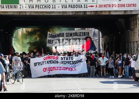 Kundgebung anarchistischer Demonstranten gegen die Region und die italienische Regierung in der Via Padova und der Piazzale Loreto, Mailand, Italien am 20. Juni 2020 (Foto: Mairo Cinquetti/NurPhoto) Stockfoto