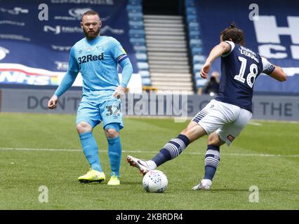 Wayne Rooney von Derby County während der EFL Sky Bet Championship zwischen Millwall und Derby County im Den Stadium, London, am 20.. Juni 2020 (Foto by Action Foto Sport/NurPhoto) Stockfoto