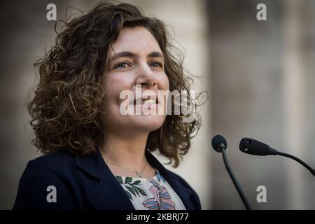 Anna Laura Orrico, Staatssekretärin im Ministerium für Kulturerbe, Aktivitäten und Tourismus, spricht während der Unterzeichnung der Vereinbarung zwischen dem Carabinieri-Kommando zum Schutz des kulturellen Erbes der Carabinieri und der Jüdischen Gemeinde der Hauptstadt in Anwesenheit des Generalkommandanten der Carabinieri Giovanni Nistri und die Unterstaatssekretärin im Ministerium für Kulturerbe, Aktivitäten und Tourismus Anna Laura Orrico am 24. Juni 2020 in Rom, Italien. (Foto von Andrea Ronchini/NurPhoto) Stockfoto