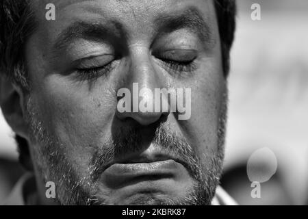 Der Bundesminister der Lega Nord, Nordische Liga, Matteo Salvini, nimmt am 25. Juni an der Demonstration von Sappe (Sindacato Autonomo Polizia Penitenziaria) in Roma in Italien Teil. Die Demostration wird von der Gewerkschaft des Korps der Strafvollzugsbeamten aufgefordert, mehr Respekt und würde von der Regierung zu fordern. (Foto von Matteo Trevisan/NurPhoto) Stockfoto