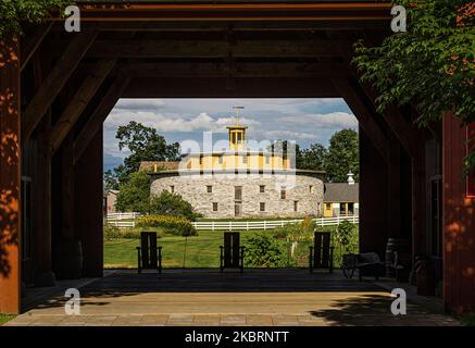 Round Stone Barn Hancock Shaker Village   Hancock, Massachusetts, USA Stockfoto