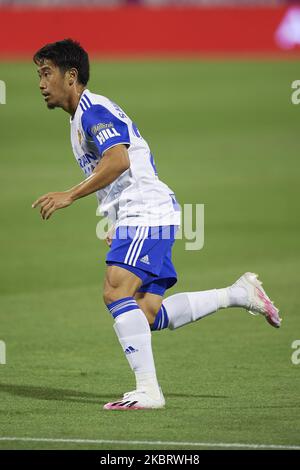 Shinji Kagawa von Real Zaragoza während des Matches der La Liga Smartbank zwischen Real Zaragoza und SD Huesca in La Romareda am 29. Juni 2020 in Zaragoza, Spanien. (Foto von Jose Breton/Pics Action/NurPhoto) Stockfoto