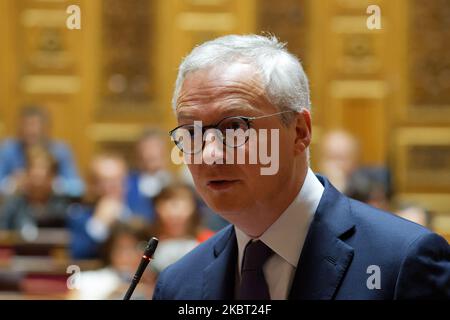 Der französische Wirtschafts- und Finanzminister Bruno Le Maire spricht auf der Fragestunde für die Regierung (QAG) im französischen Senat am 1. Juli 2020 in Paris (Foto: Daniel Pier/NurPhoto) Stockfoto