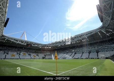 Ein allgemeiner Blick in das leere Stadion, Fans können das Spiel wegen des medizinischen Notstands Covid-19 (Coronavirus) vor dem Spiel der Serie A zwischen Juventus und dem Turin FC im Allianz Stadium am 4. Juli 2020 in Turin, Italien, nicht besuchen. (Foto von Giuseppe Cottini/NurPhoto) Stockfoto