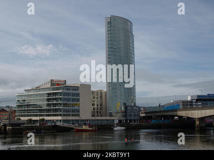 Belfast Nordirland - September 14 2019 Skyline von Belfast mit dem Obel Tower und dem Royal Mail Gebäude im Hintergrund Stockfoto