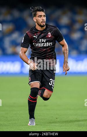 Lucas Paqueta von AC Mailand während der Serie Ein Spiel zwischen Neapel und AC Mailand im Stadio San Paolo, Neapel, Italien am 12. Juli 2020. (Foto von Giuseppe Maffia/NurPhoto) Stockfoto