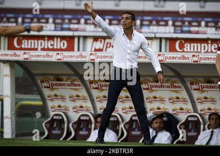 Torino-Trainer Moreno Longo Gesten während der Serie A Fußballspiel n. 33 TORINO - GENUA am 16. Juli 2020 im Stadio Olimpico Grande Torino in Turin, Piemont, Italien. Endergebnis: Turin-Genua 3-0. (Foto von Matteo Bottanelli/NurPhoto) Stockfoto