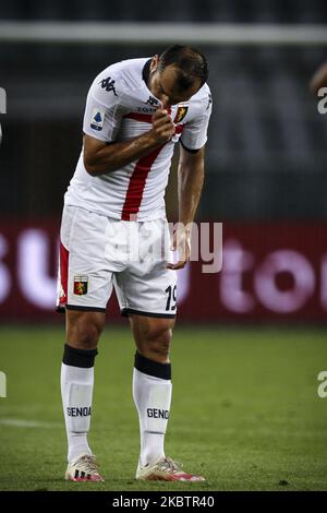 Genua Stürmer Goran Pandev (19) verletzt während der Serie A Fußballspiel n. 33 TURIN - GENUA am 16. Juli 2020 im Stadio Olimpico Grande Torino in Turin, Piemont, Italien. Endergebnis: Turin-Genua 3-0. (Foto von Matteo Bottanelli/NurPhoto) Stockfoto