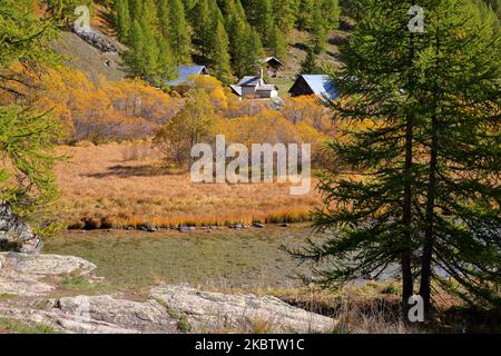 Ortsteil Fontcouverte in Vallee de la Claree (Tal der Claree) oberhalb des Dorfes Nevache, Hautes Alpes (Französische Südalpen), Frankreich Stockfoto