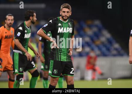 Domenico Berardi von US Sassuolo während der Serie Ein Spiel zwischen SSC Napoli und US Sassuolo im Stadio San Paolo Neapel Italien am 25. Juli 2020. (Foto von Franco Romano/NurPhoto) Stockfoto