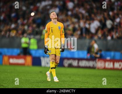 Jordan Pickford während des FIFA-Weltcup-Spiels England gegen Kroatien im Luzhniki-Stadion, Moskau, Russland, am 11. Juli 2018. (Foto von Ulrik Pedersen/NurPhoto) Stockfoto