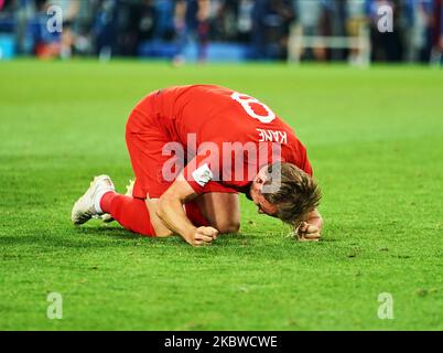 Harry Kane nach dem Spiel der FIFA Fußball-Weltmeisterschaft England gegen Kolumbien im Spartak-Stadion, Moskau, Russland, am 3. Juli 2018. (Foto von Ulrik Pedersen/NurPhoto) Stockfoto