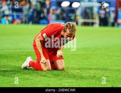 Harry Kane nach dem Spiel der FIFA Fußball-Weltmeisterschaft England gegen Kolumbien im Spartak-Stadion, Moskau, Russland, am 3. Juli 2018. (Foto von Ulrik Pedersen/NurPhoto) Stockfoto