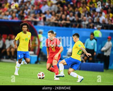 Eden Hazard während des FIFA Fußball-WM-Spiels Brasilien gegen Belgien in der Kazan Arena, Kazan, Russland, am 6. Juli 2018. (Foto von Ulrik Pedersen/NurPhoto) Stockfoto