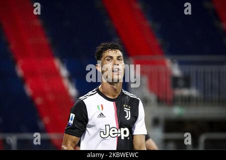 Juventus-Stürmer Cristiano Ronaldo (7) blickt während des Fußballspiels Nr. 37 zwischen Cagliari und Juventus am 29. Juli 2020 in der Sardegna Arena in Cagliari, Sardinien, Italien, auf. Endergebnis: Cagliari-Juventus 2-0. (Foto von Matteo Bottanelli/NurPhoto) Stockfoto