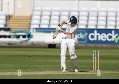 Alex Lees von Durham war am Samstag, den 8.. August 2020, beim Bob Willis Trophy-Spiel zwischen dem Durham County Cricket Club und Lancashire in Emirates Riverside, Chester le Street, im Kampf. (Foto von Mark Fletcher/MI News/NurPhoto) Stockfoto