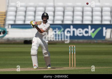 Alex Lees von Durham war am Samstag, den 8.. August 2020, beim Bob Willis Trophy-Spiel zwischen dem Durham County Cricket Club und Lancashire in Emirates Riverside, Chester le Street, im Kampf. (Foto von Mark Fletcher/MI News/NurPhoto) Stockfoto