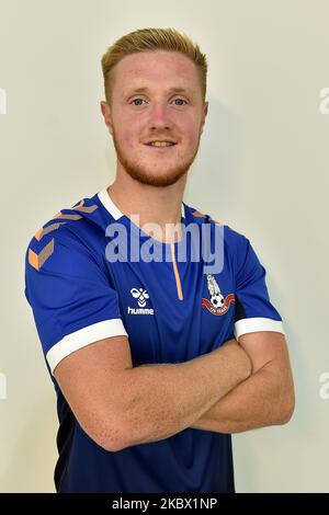 Davis Keillor-Dunn, nachdem er am 11. 2020. August in Oldham, England, im Boundary Park angekommen war, um sich Oldham Athletic bei einem einjährigen Deal anzuschließen. (Foto von Eddie Garvey/MI News/NurPhoto) Stockfoto