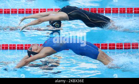 Margherita Panziera (ITA) tritt am 12. August 2020 in Rom, Italien, bei der internationalen Schwimmtrophäe Frecciarossa Settecolli beim Rückenschlag der Frauen von 100m an (Foto: Matteo Ciambelli/NurPhoto) Stockfoto