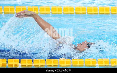 Margherita Panziera (ITA) tritt am 13. August 2020 in Rom, Italien, bei der internationalen Schwimmtrophäe Frecciarossa Settecolli beim Rückenschlag der Frauen von 200m an (Foto: Matteo Ciambelli/NurPhoto) Stockfoto