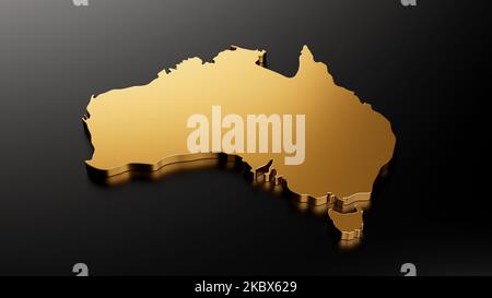 Eine Illustration der Australien Gold exklusiven Karte isoliert auf einem schwarzen Hintergrund Stockfoto