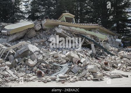 Die Zerstörung von Häusern durch das heftige Erdbeben in Amurrice, Italien, 24. August 2016 (Foto von Paolo Manzo/NurPhoto) Stockfoto