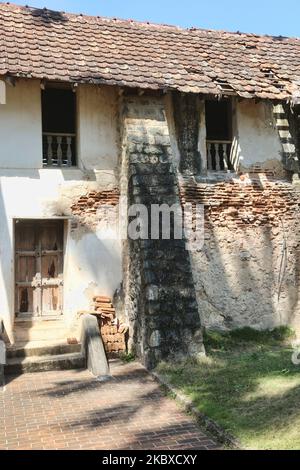 Padmanabhapuram Königlicher Palast in Padmanabhapuram, Tamil Nadu, Indien. Padmanabhapuram Palace (auch bekannt als Kalkulam Palace) ist die ehemalige Hauptstadt des ehemaligen Hindu-Königreichs Travancore wurde um 1601 n. Chr. von Iravi Varma Kulasekhara Perumal gebaut. Der Gründer des modernen Travancore, König Anizham Thirunal Marthanda Varma (1706-1758), der Travancore von 1729 bis 1758 regierte, baute den Palast um 1750 wieder auf. (Foto von Creative Touch Imaging Ltd./NurPhoto) Stockfoto