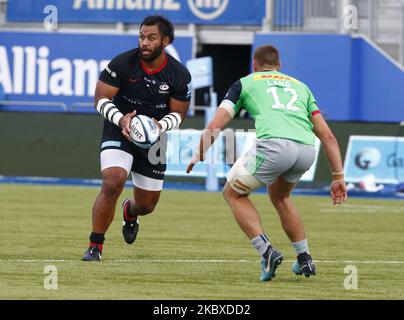 Billy Vunipola von Saracens während des Gallagher Premiership Rugby zwischen Saracens und Harlekins im Allianz Park Stadion, Hendonon, Großbritannien am 22.. August 2020 (Foto von Action Foto Sport/NurPhoto) Stockfoto