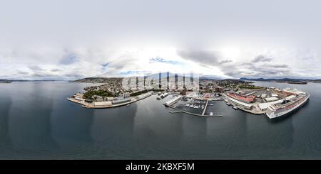 Eine Luftaufnahme des Stadtbildes von Hobart in Australien Stockfoto