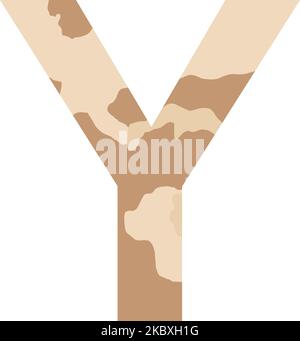 Englisches Alphabet Buchstabe Y, Khaki-Stil isoliert auf weißem Hintergrund - Vektor-Illustration Stock Vektor