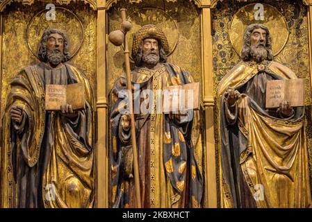 Altarbild in der Apsis der Basilika Sant Feliu in Girona (Katalonien, Spanien) ESP: Retablo al ábside de la Basílica de Sant Feliu de Gerona Stockfoto