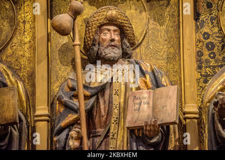 Altarbild in der Apsis der Basilika Sant Feliu in Girona (Katalonien, Spanien) ESP: Retablo al ábside de la Basílica de Sant Feliu de Gerona Stockfoto