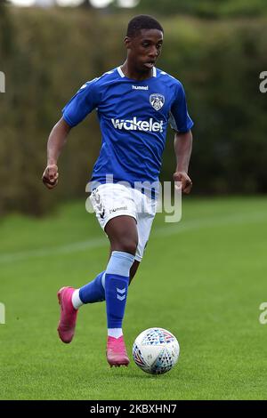 Oldham Athletic's Dylan Fage während des Vorsaison-Freundschaftsspiel zwischen Oldham Athletic und Rochdale in Chapel Road, Oldham, England am 25. August 2020. (Foto von Eddie Garvey/MI News/NurPhoto) Stockfoto