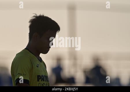 Takefusa Kubo von Villarreal beim Warm-up vor dem Vorsaison-Freundschaftsspiel zwischen Villarreal CF und Teneriffa in der Pinatar Arena am 25. August 2020 in Murcia, Spanien. (Foto von Jose Breton/Pics Action/NurPhoto) Stockfoto