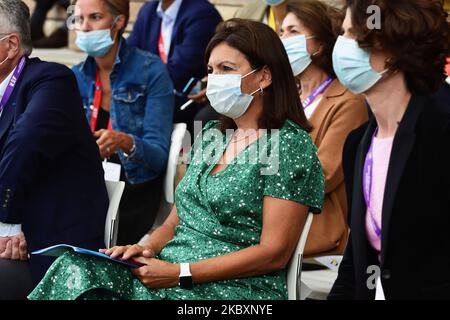 Die Pariser Bürgermeisterin Anne Hidalgo nimmt an der Sitzung des französischen Arbeitgeberverbandes Medef zum Thema „die Renaissance der französischen Unternehmen“ am 27. August 2020 in Paris, Frankreich, Teil. (Foto von Daniel Pier/NurPhoto) Stockfoto