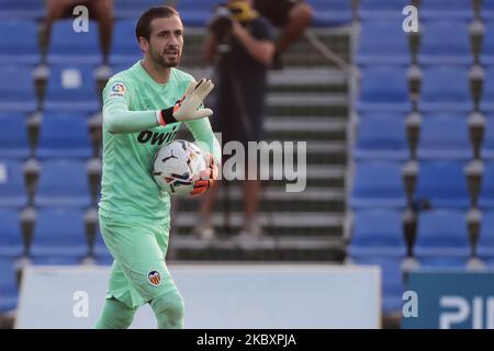 JAUME DOMENECH von Valencia cf hat das Vorsaison-Freundschaftsspiel zwischen Valencia CF und Villarreal CF in der Pinatar Arena am 28. August 2020 in San Pedro del Pinatar, Spanien, ausgetragen. (Foto von Jose Miguel Fernandez/NurPhoto) Stockfoto