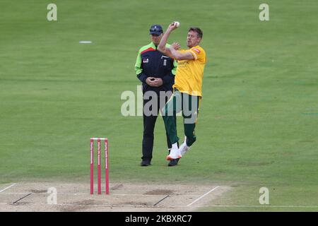 Notts' Jake Ball beim Vitality Blast T20-Spiel zwischen Durham County Cricket Club und Nottinghamshire am Samstag, den 29.. August 2020, in Emirates Riverside, Chester le Street. (Foto von Mark Fletcher/MI News/NurPhoto) Stockfoto