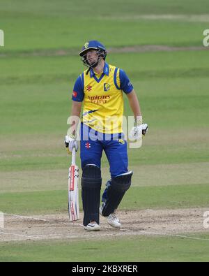 Alex Lees von Durham während des Vitality Blast T20-Spiels zwischen dem Durham County Cricket Club und Nottinghamshire am Samstag, dem 29.. August 2020, in Emirates Riverside, Chester le Street. (Foto von Mark Fletcher/MI News/NurPhoto) Stockfoto