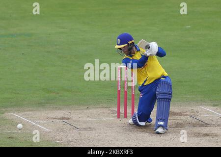 Graham Clark von Durham während des Vitality Blast T20-Spiels zwischen dem Durham County Cricket Club und Nottinghamshire am Samstag, dem 29.. August 2020, in Emirates Riverside, Chester le Street. (Foto von Mark Fletcher/MI News/NurPhoto) Stockfoto