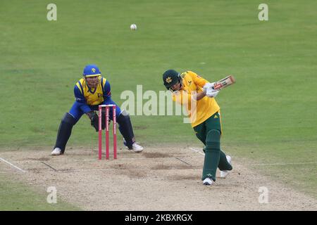 Joe Clarke von Notts trifft sich am Samstag, den 29.. August 2020, beim Vitality Blast T20-Spiel zwischen dem Durham County Cricket Club und Nottinghamshire in Emirates Riverside, Chester le Street. (Foto von Mark Fletcher/MI News/NurPhoto) Stockfoto