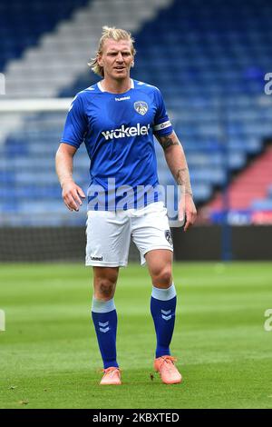 Oldham Athletic's Carl Piergianni während des Vorsaison-Freundschaftsspiels zwischen Oldham Athletic und Lincoln City im Boundary Park, Oldham, England, am 29. August 2020. (Foto von Eddie Garvey/MI News/NurPhoto) Stockfoto