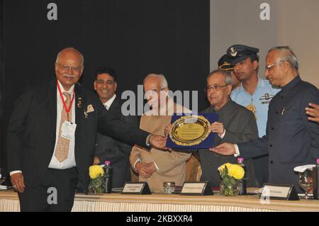 File Photo : Shri Pranab Mukherjee, ehemaliger Präsident von Indien und Bharat Ratna, starb mit 84 Jahren nach einer langen Krankheit. In Neu Delhi, Indien, trauerten führende Persönlichkeiten aus allen Gesellschaftsschichten um den politischen Verstandenen. (Foto von Debajyoti Chakraborty/NurPhoto) Stockfoto